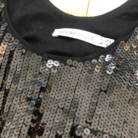See by Chloe sequined black top Sz 44 - Picture 4 of 4